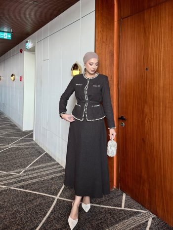 Aysun Skirt Suit in Bitter Brown