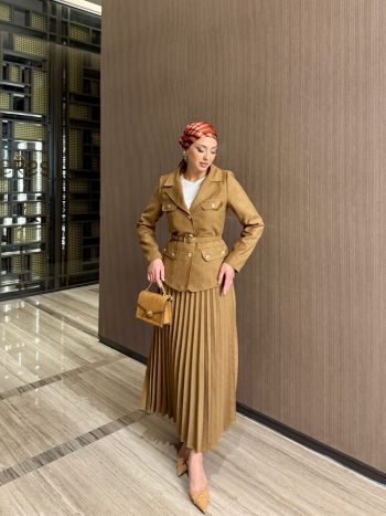 Defne Skirt Suit in Taba
