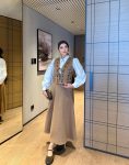 Gökçe Suede Skirt Suit in Taba