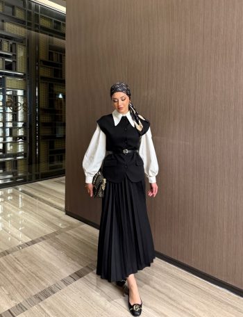 Serap Skirt Suit in Black