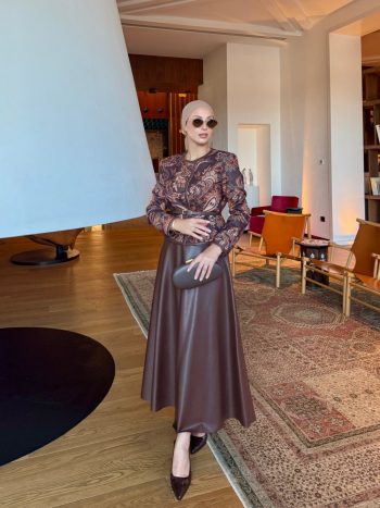 Utku Brown Skirt Suit