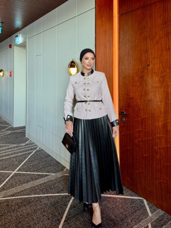 Zehra Skirt Suit in Powder