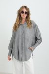 Women's Cuffed and Pleated Back Short Shirt Tunic - 10638GML - ANTHRACITE