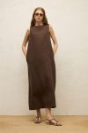 Sleeveless Linen Relaxed Dress Dark Brown