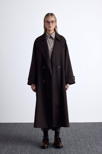 Nicola Double Breasted Trench Coat Dark Brown