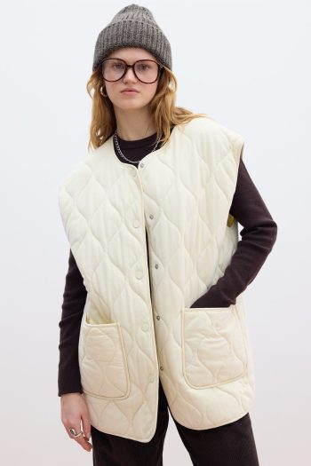 Quilted Pocketed Vest Vanilla