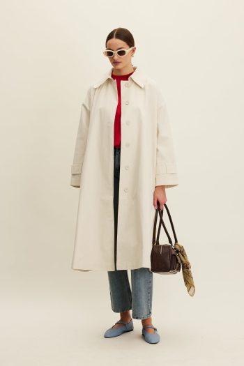 Oversized Belted Gabardine Trench Soft Yellow