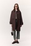 Adjustable Waist Lightweight Trench Coat Chocolate