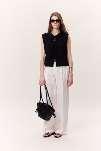 Lace-Up Knit Vest Black