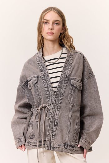 Kimono-Style Denim Jacket Anthracite