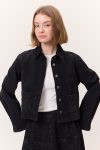 Cropped Denim Shirt Jacket Black
