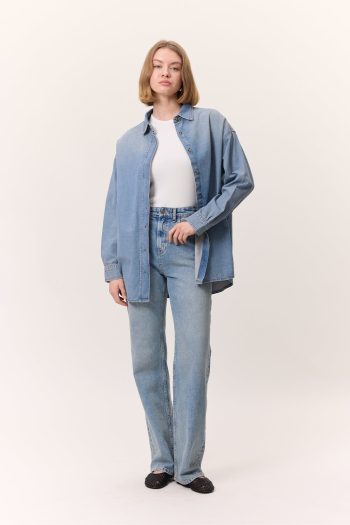 Long-Leg Straight Jeans Blue