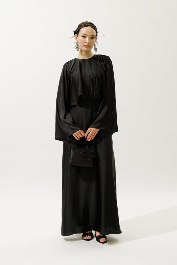 Adele Satin Evening Dress Black