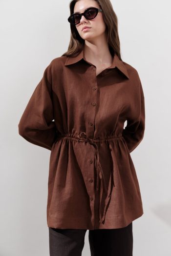 Linen Waist-Tie Tunic Copper