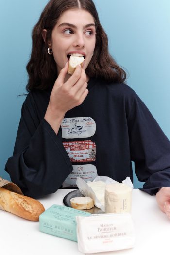 Printed Long-Sleeve Crop Top Butter