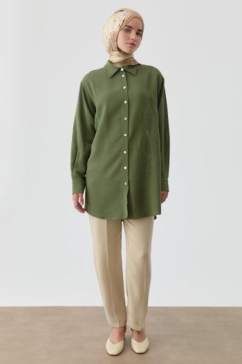 Wide Leg Pleated Trousers - Green