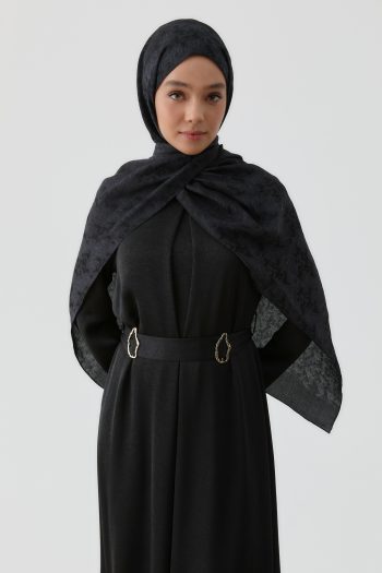 Pleated Detail Belted Dress - Black