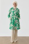 Floral Patterned Hooded Cape - Green