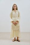 Ruched Neck Linen Dress Yellow