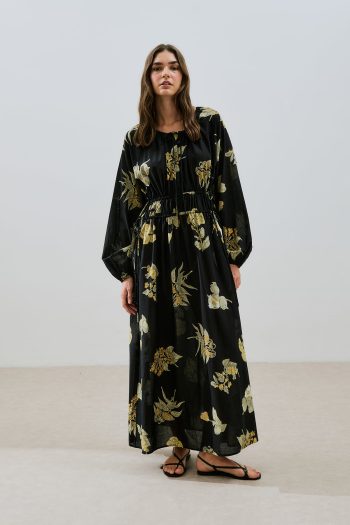 Patterned Cotton Ruched Dress Aloha