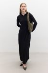 Collared Knit Dress Black