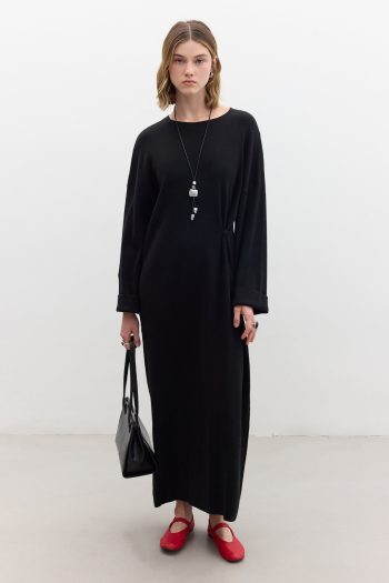 Tie Knit Dress Black