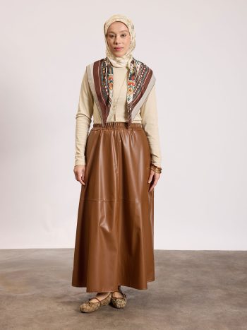 Leather Skirt in Tan