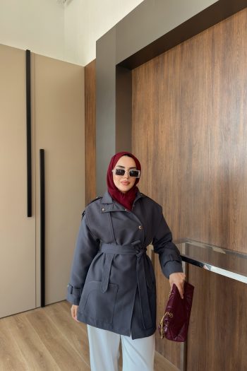 Anthracite Mina Short Trench Coat