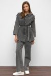 Anthracite Denim Tunic Pants Set with Epaulet Detail 9381-TK