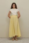 Yellow Maxi Skirt with Drawstring and Tie Details
