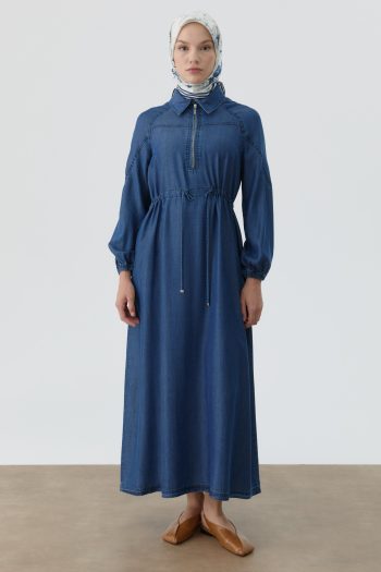 Indigo Belt Tunnel Lace-up Dress