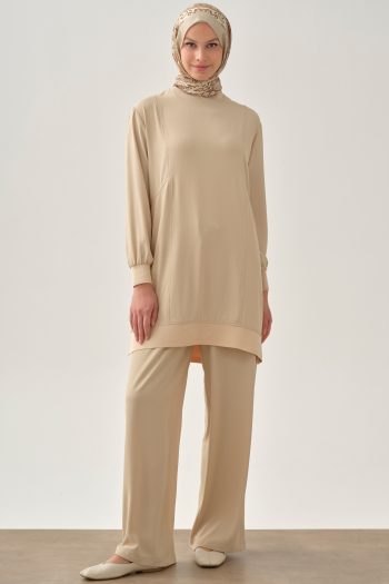 Beli Lastikli Cepli Pantolon - Bej