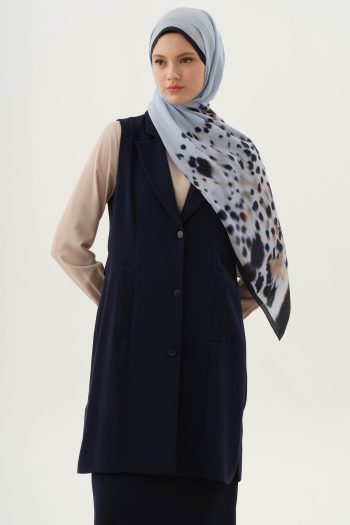 Blazer Collar Sleeveless Vest - Navy Blue
