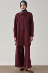 Wide Leg Canvas Pants - Plum