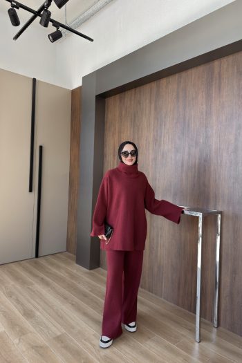 Bordo Pamela Angora Triko Takım
