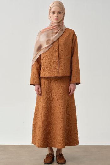 Quilted Skirt with Pockets - Cinnamon