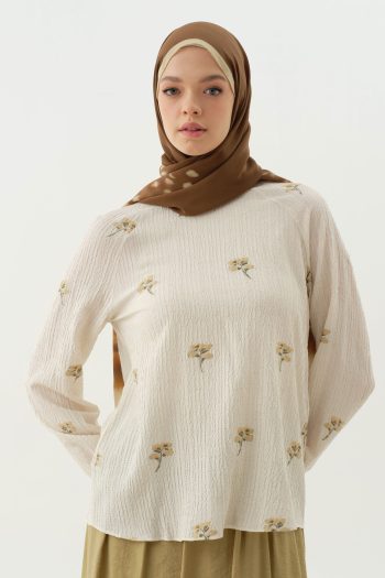 Floral Pattern Blouse - Khaki