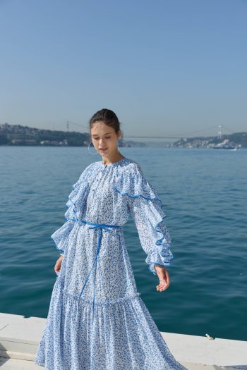 Floral Patterned Blue Dress