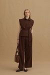 Double Pleated Trousers in Bitter Brown