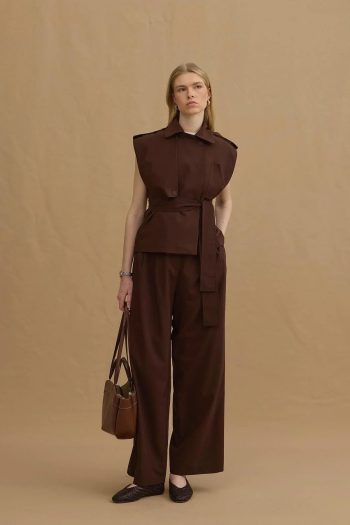 Double Pleated Trousers in Bitter Brown
