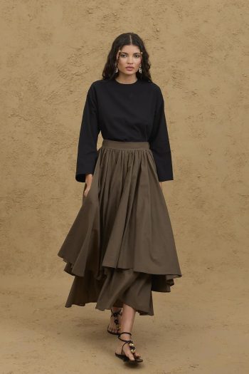 Multi-Layered Khaki Skirt