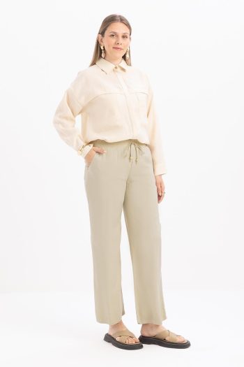 Defne-Beli Lastikli Pantolon