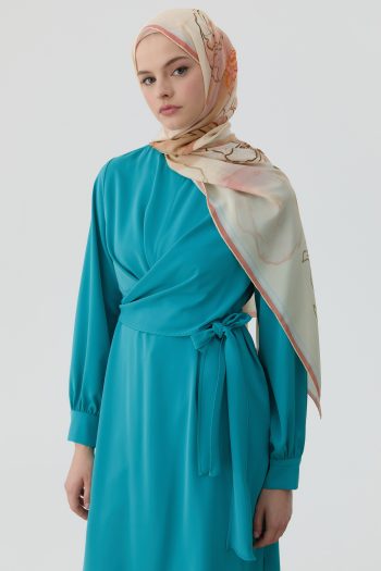 Draped Belted Tunic - Aqua