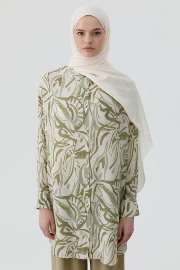 Low-Sleeve Patterned Tunic - Khaki