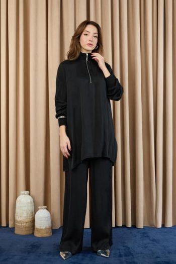 Women's Zip Detail Suit - 14403TKM - BLACK