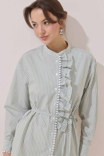 Striped Tunic with Fisto Detail - Cagla