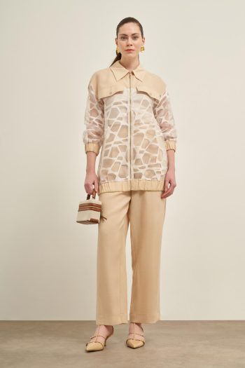 FTZ Women Kadın Pantolonlu Kesme Tansel Takım  Beige 31029