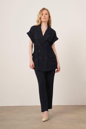 FTZ Women's Navy Crepe Pants Suit 31173