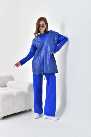 FTZ Women's Two-Thread Parachute Detail Suit in Sax Blue 30624