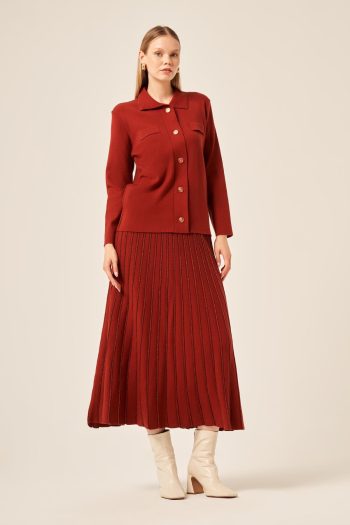 FTZ Women's Glitter Detail Two-Piece Suit in Terracotta 20899